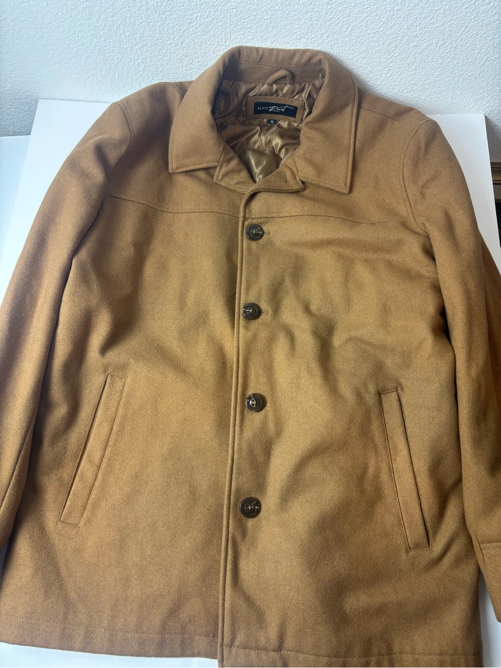 Black Rivet Men's Tan Pea Coat